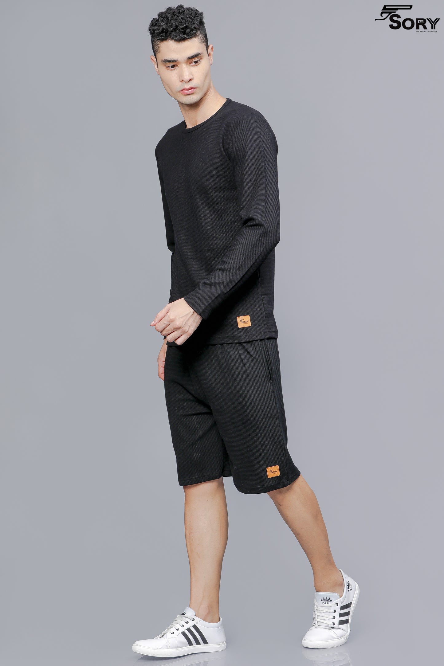 MEN PRINTED BLACK CO-ORDS SETS