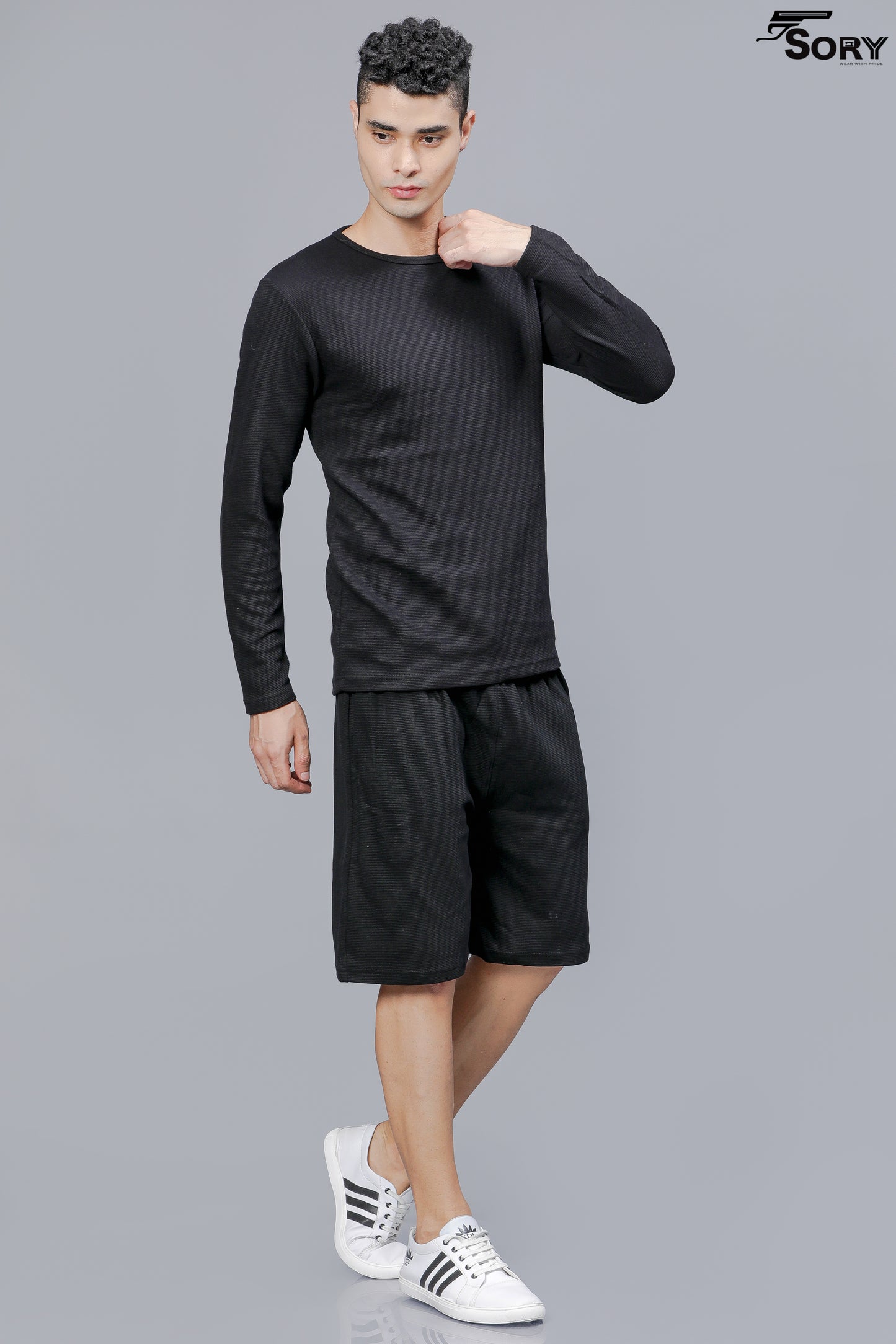 MEN PRINTED BLACK CO-ORDS SETS