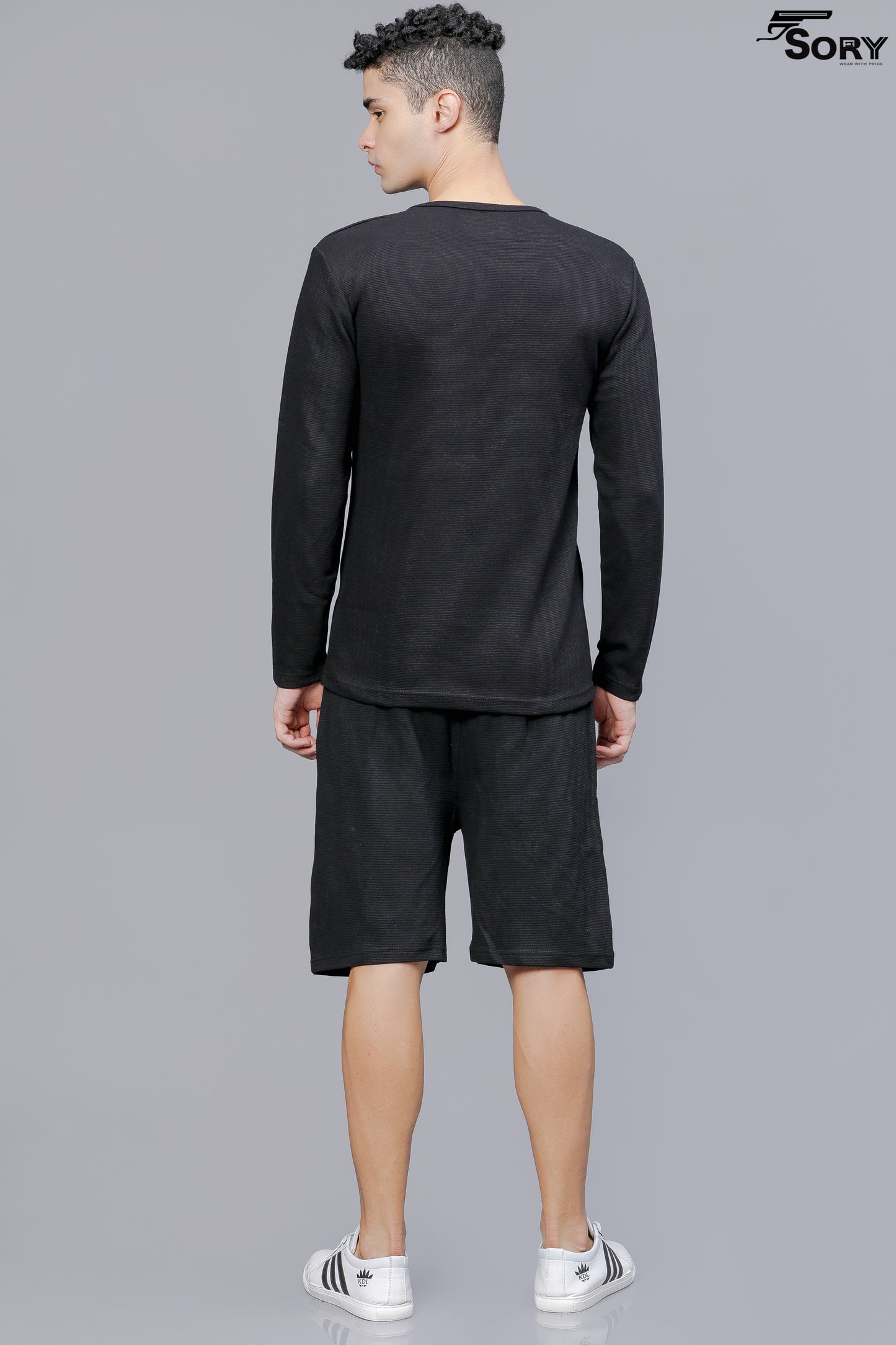 MEN PRINTED BLACK CO-ORDS SETS