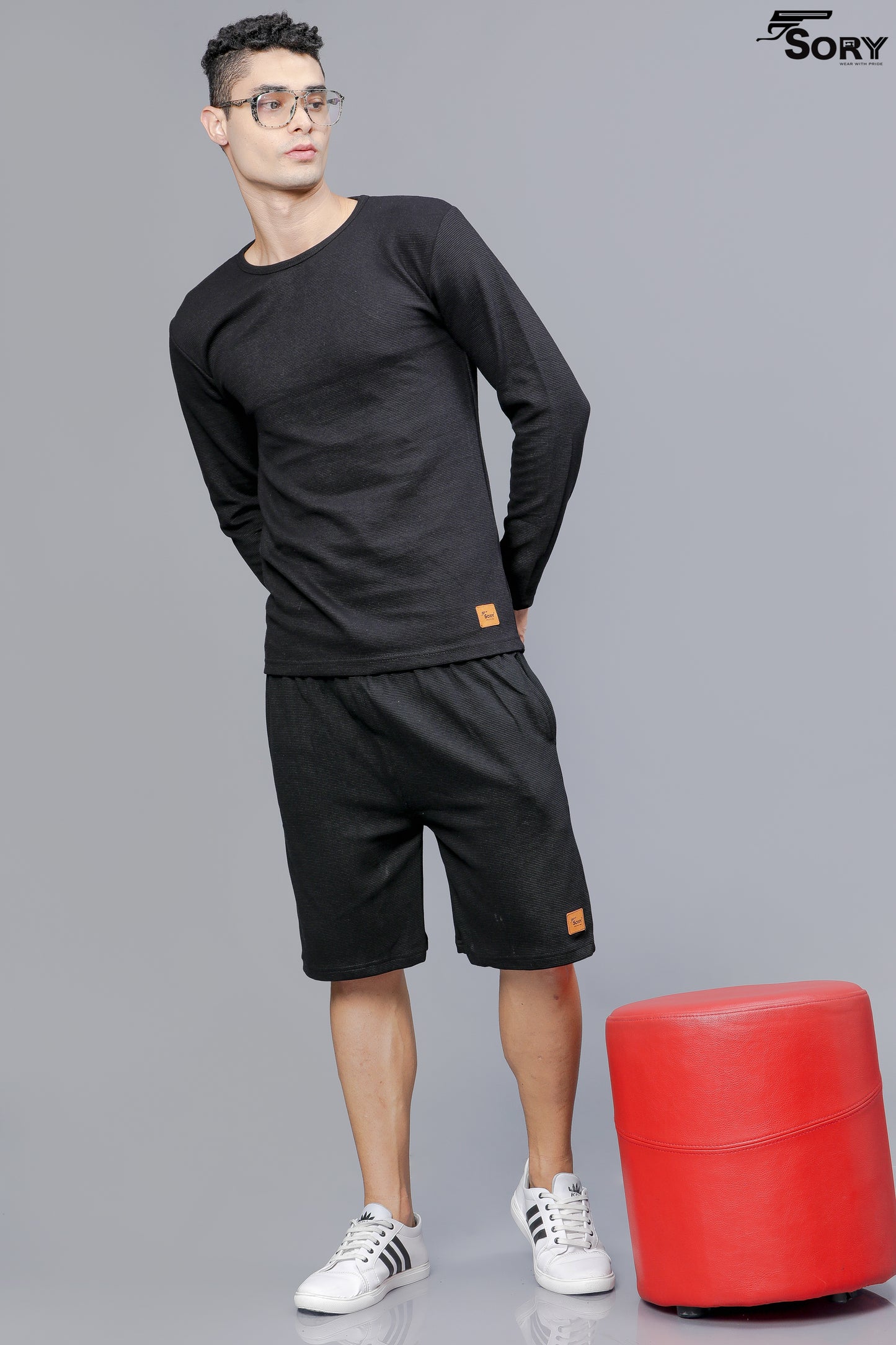 MEN PRINTED BLACK CO-ORDS SETS