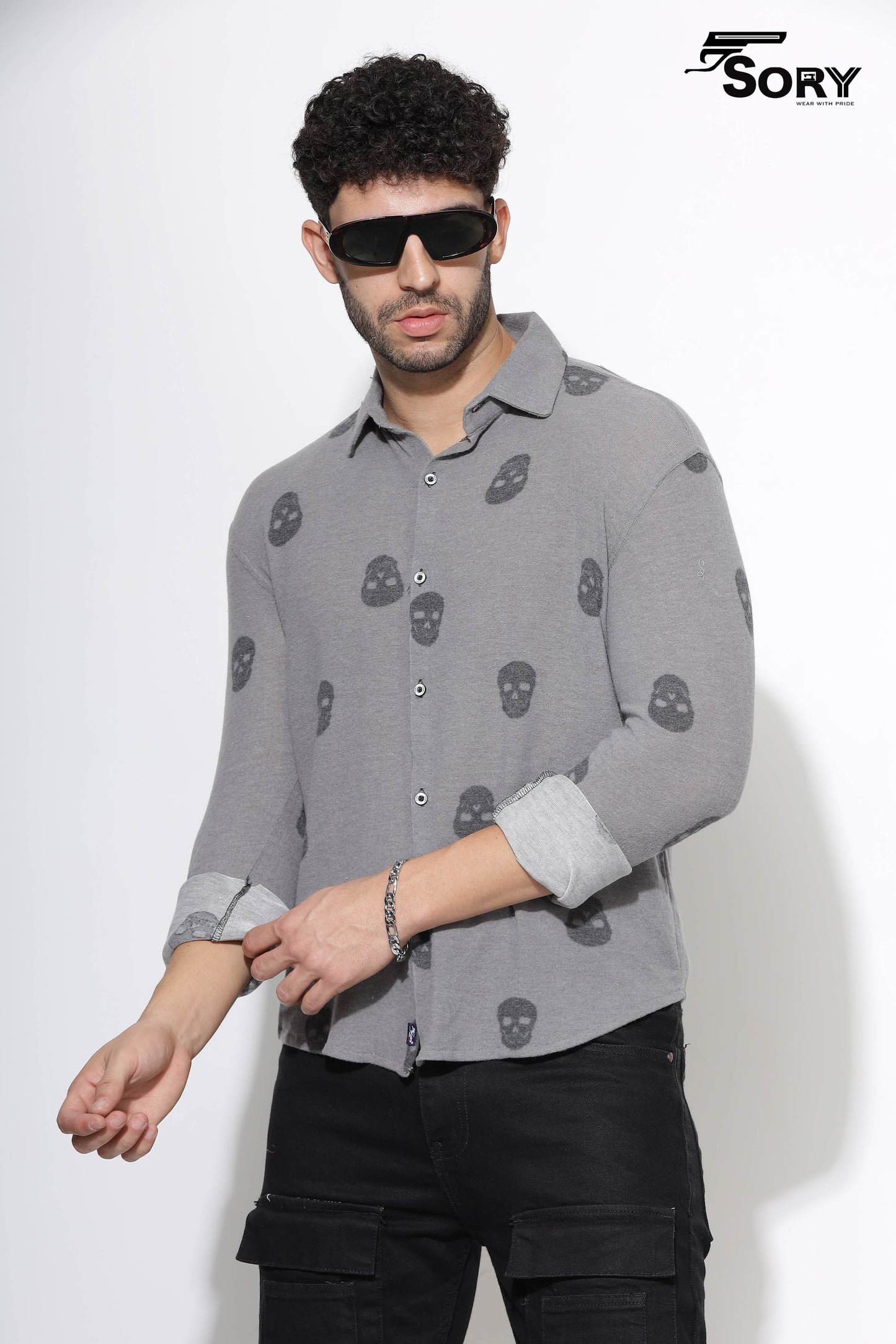 PREMIUM GREY PARTY WEAR SHIRT