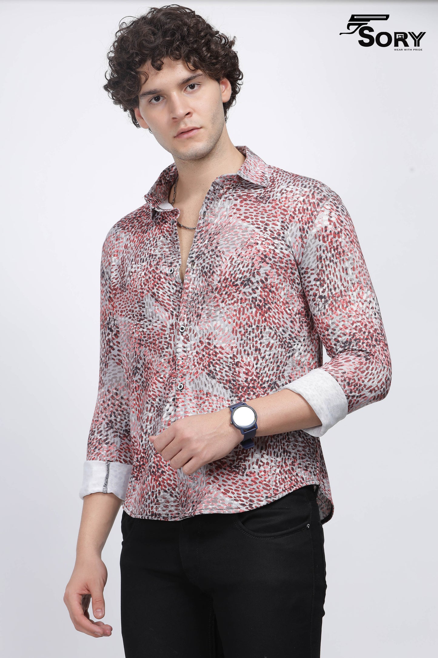 Tropical Printed Slim Casual Shirt