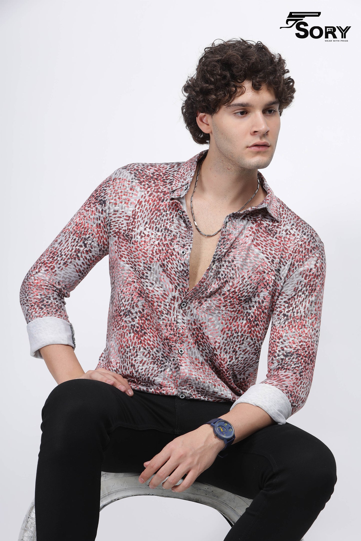 Tropical Printed Slim Casual Shirt