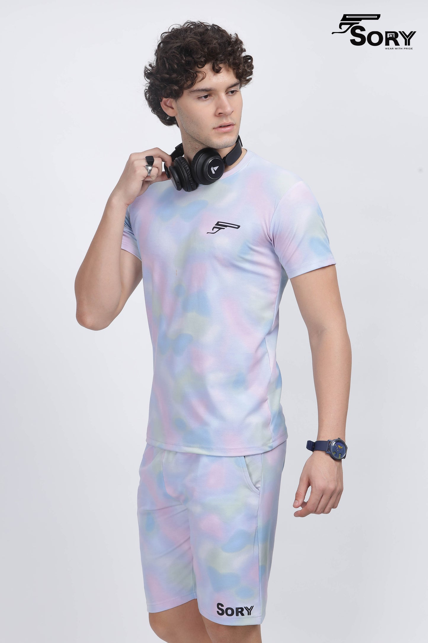 tie and dye t-shirt and shorts set