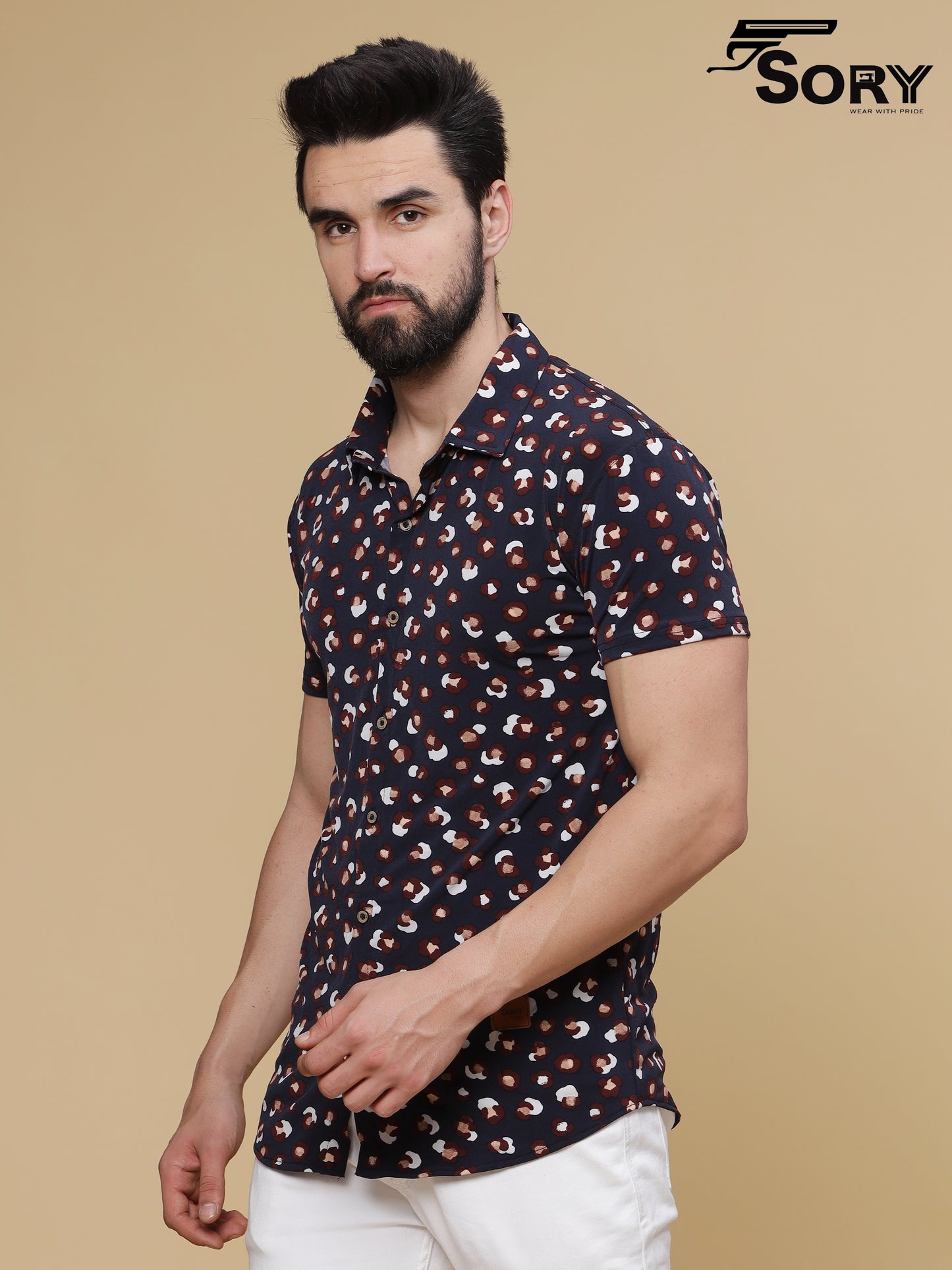SOFT FLOWER PRINT HALF SHIRT