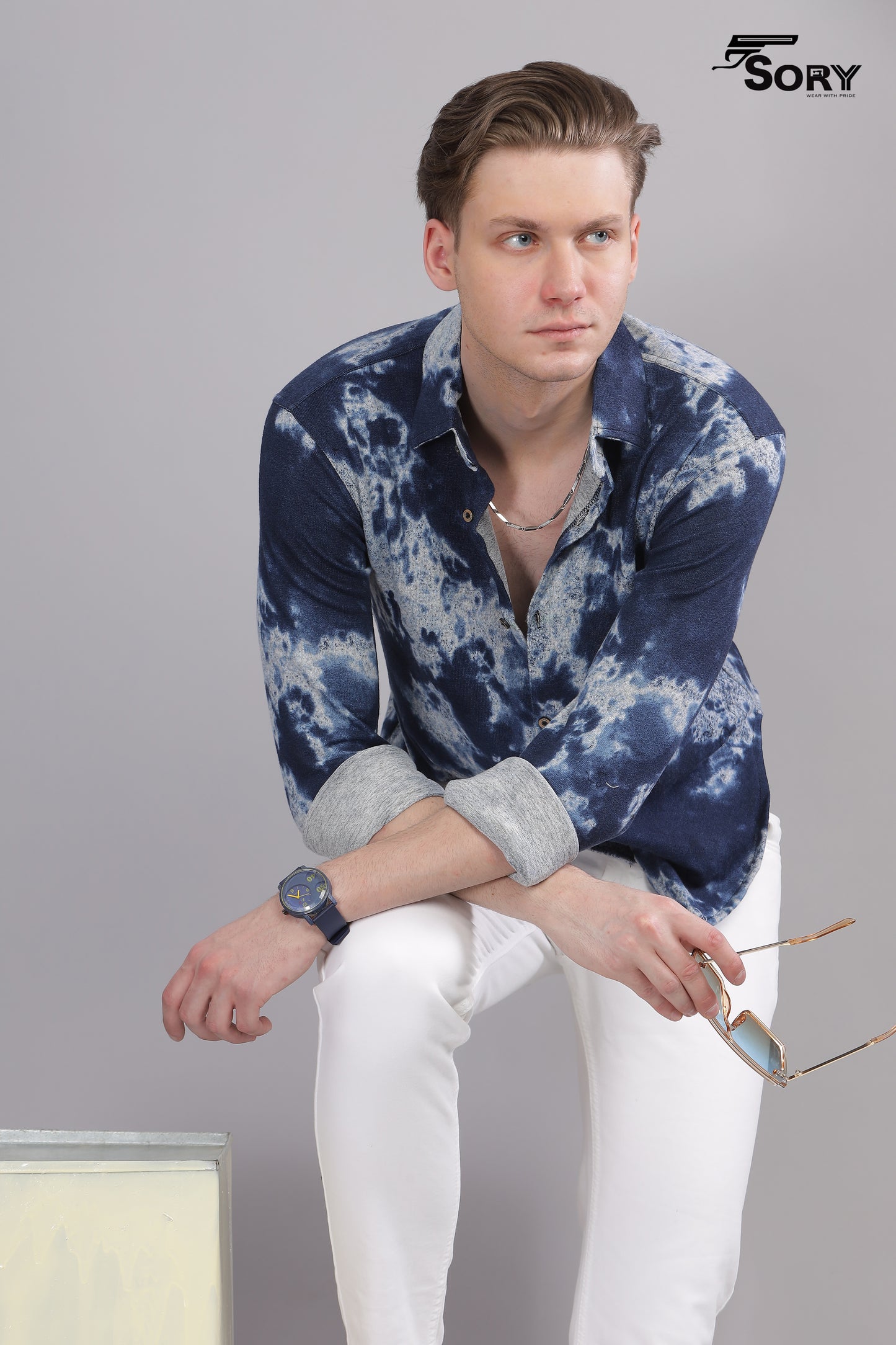 BLUE GREY FULL SHIRT