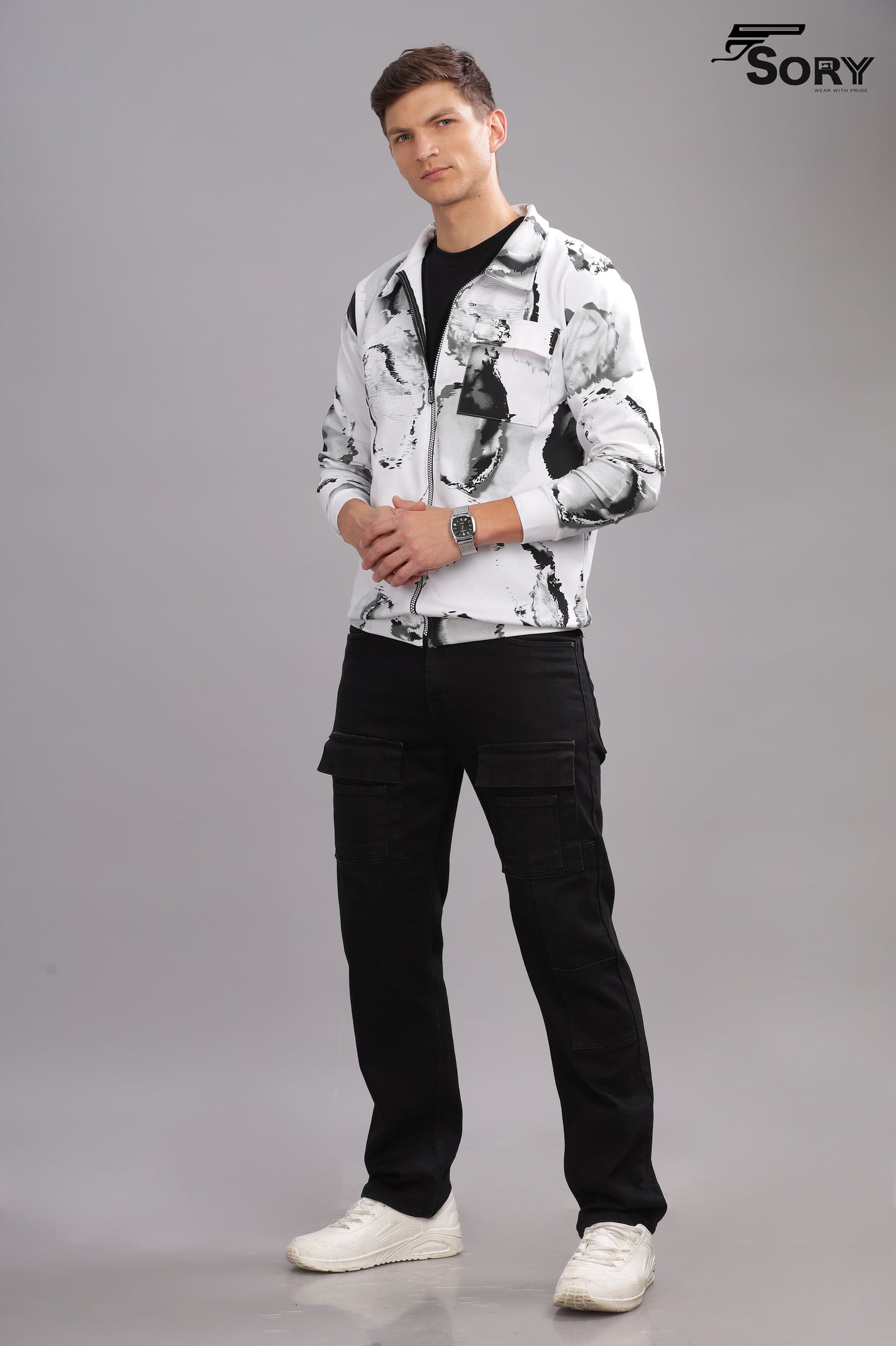 white print jacket