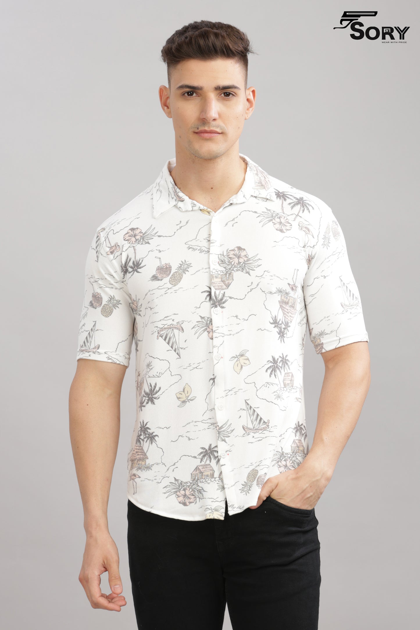 white print body cooling shirt