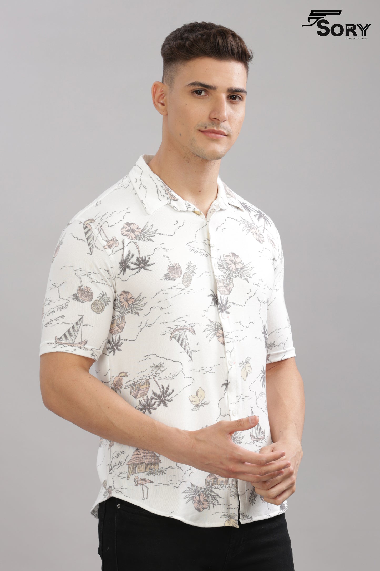 white print body cooling shirt