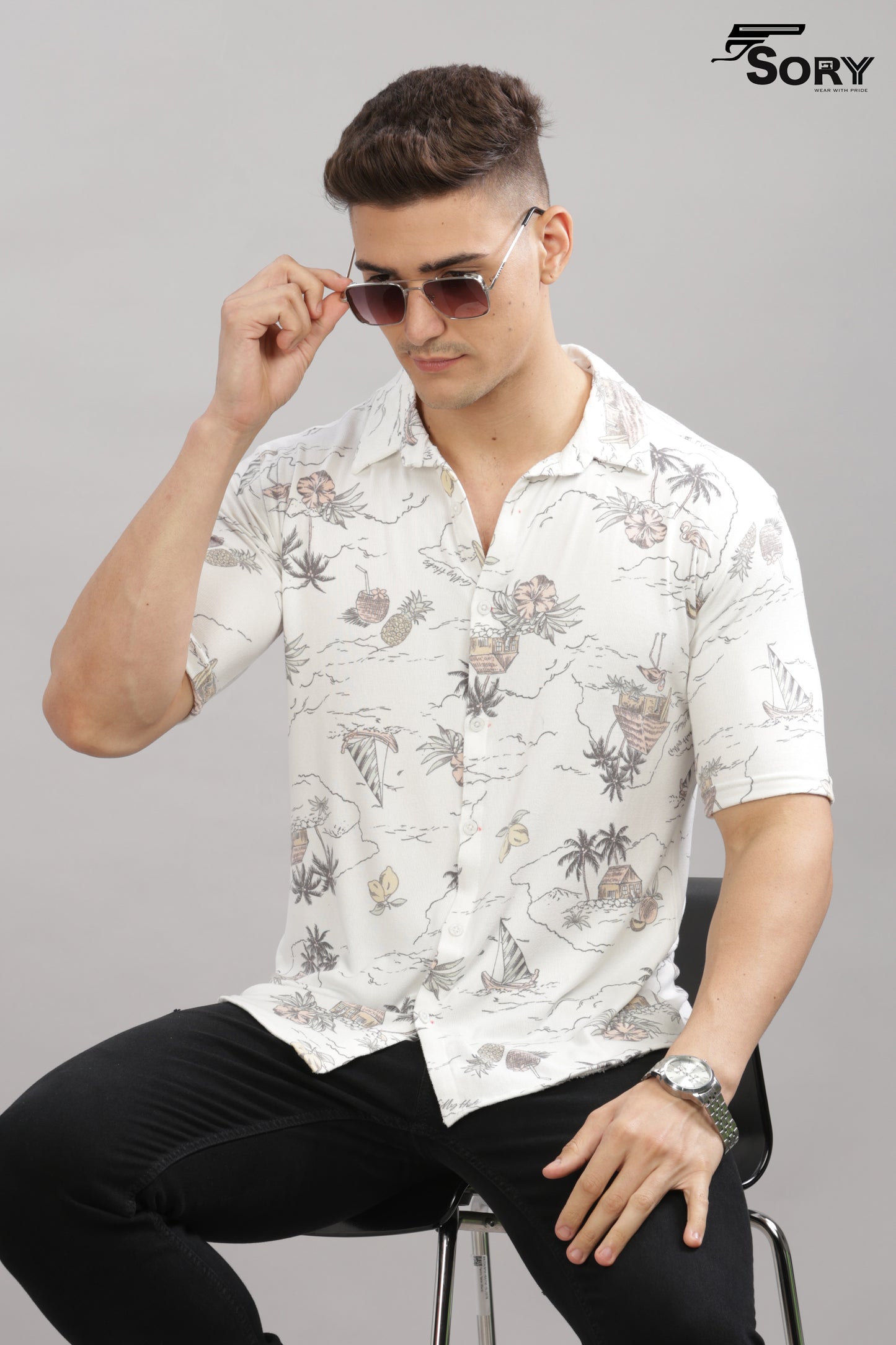 white print body cooling shirt
