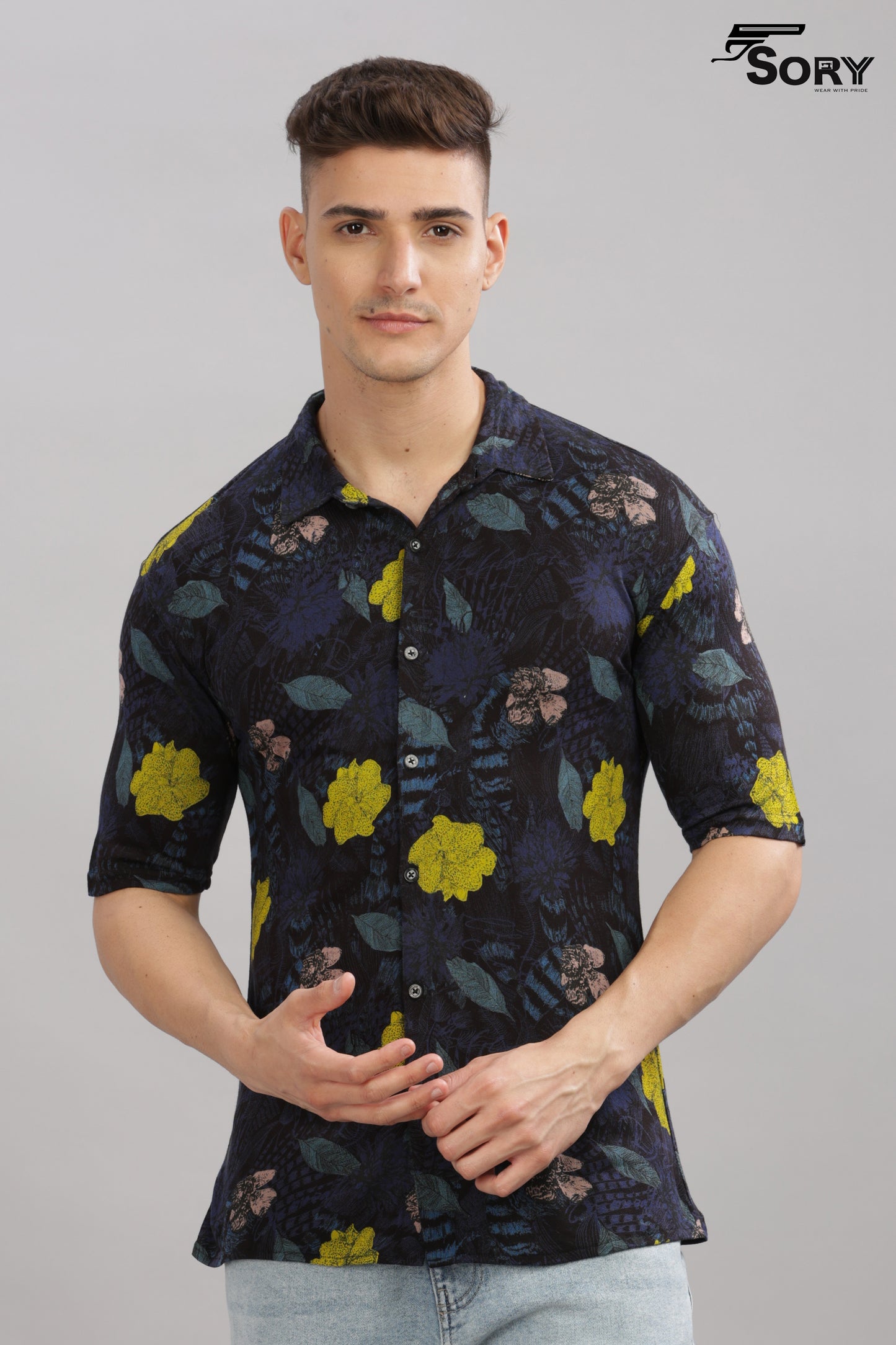 black flower print body cooling shirt