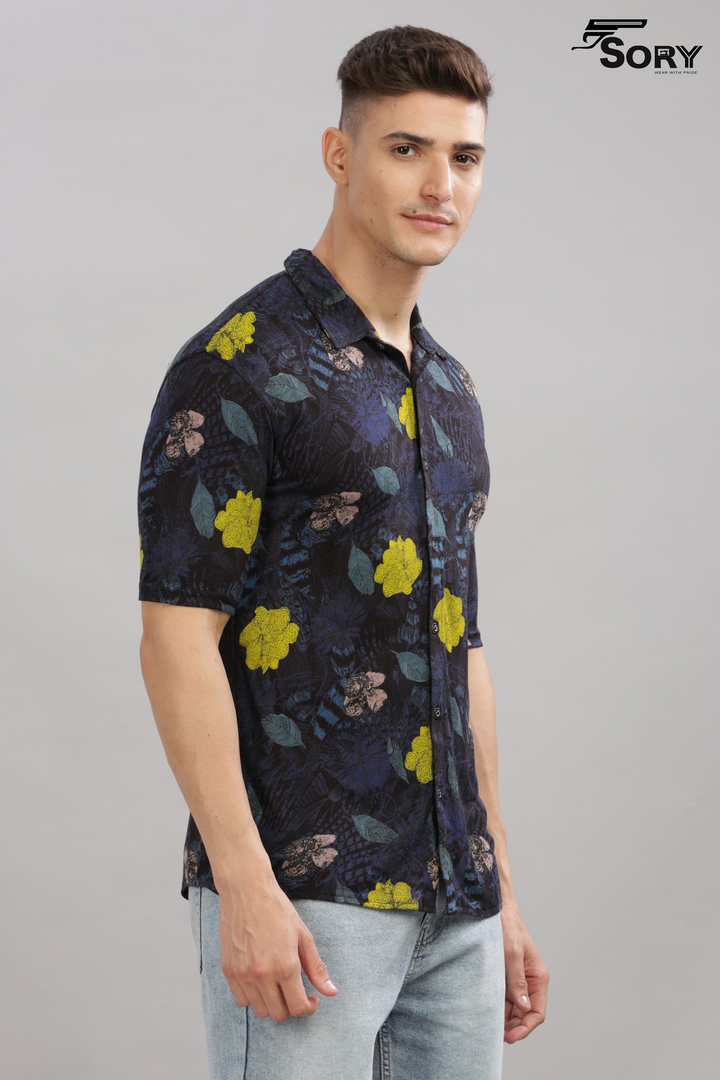 black flower print body cooling shirt
