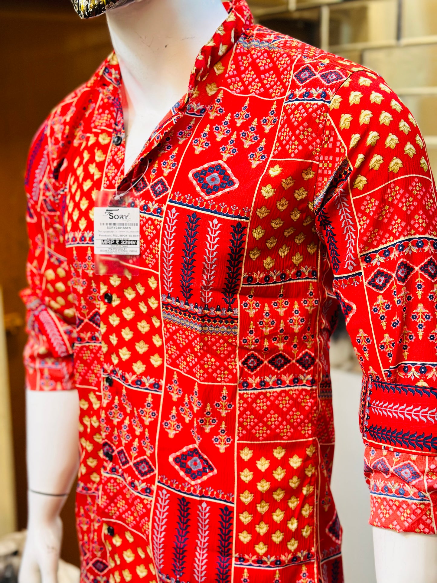 FULL SHIRT WITH CHINES COLLAR SLIM FIT