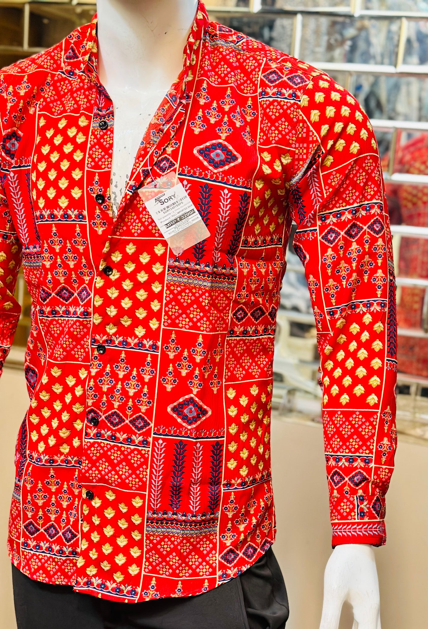 FULL SHIRT WITH CHINES COLLAR SLIM FIT