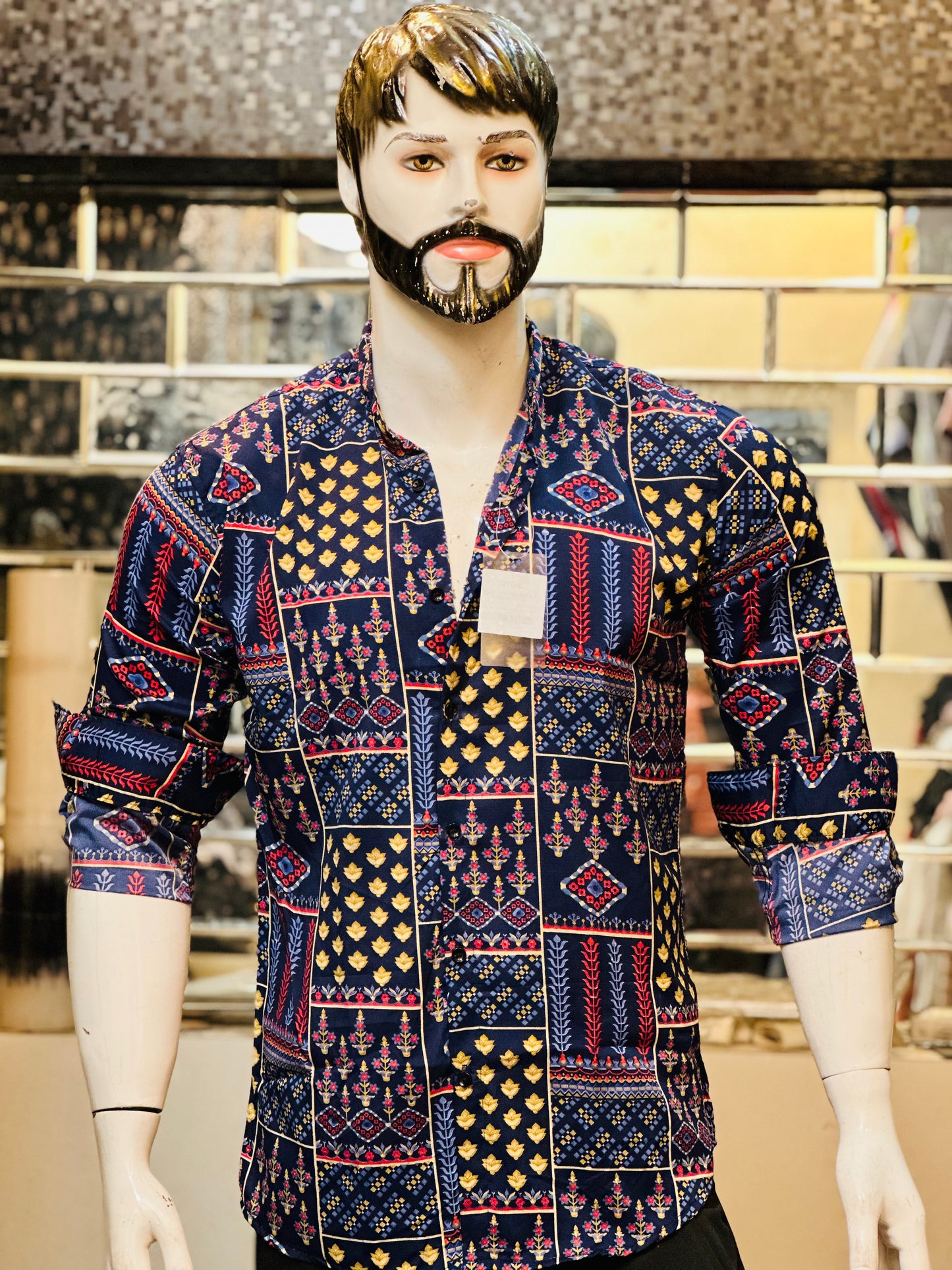 FULL BLUE SHIRT WITH CHINES COLLAR SLIM FIT
