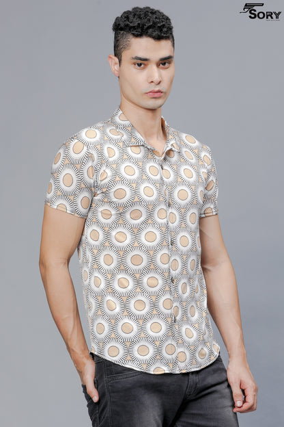 SORY BLACK AND PEACH PRINTED SHIRTS