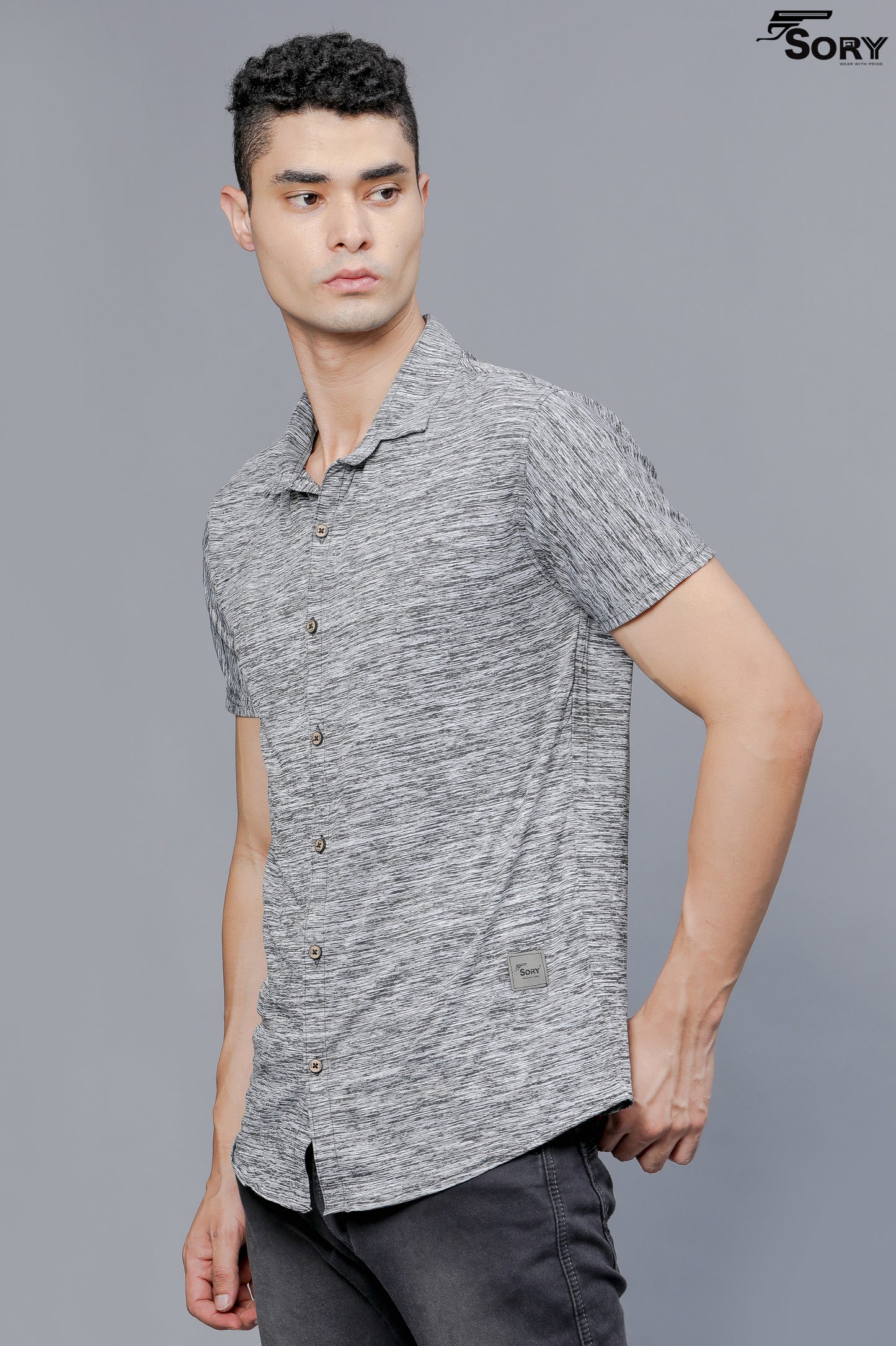 GREY SOFT PRINT SHIRT