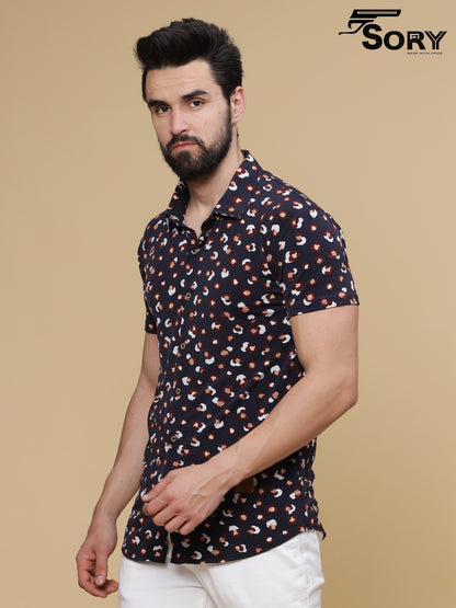 SOFT FLOWER PRINT HALF SHIRT