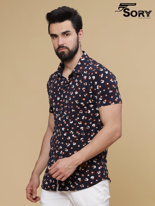 SOFT FLOWER PRINT HALF SHIRT