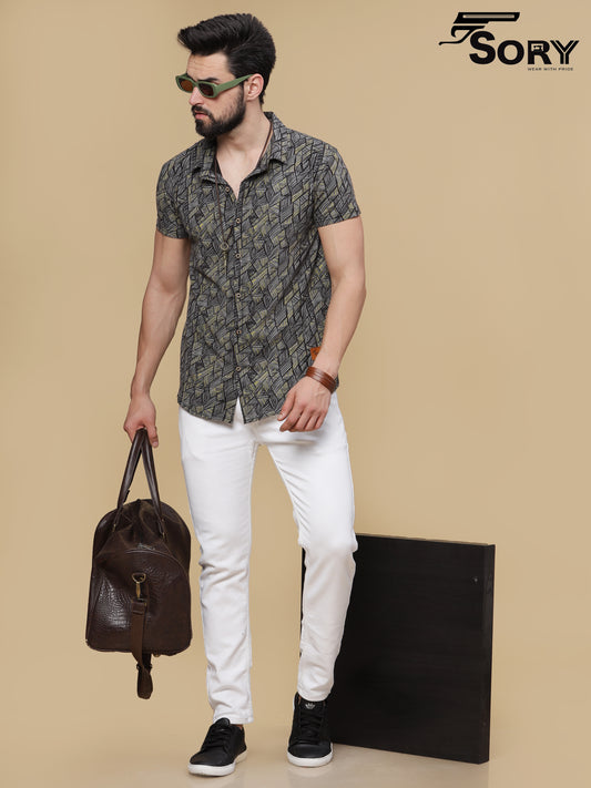 BLACK MIXED PRINT  SHIRTS