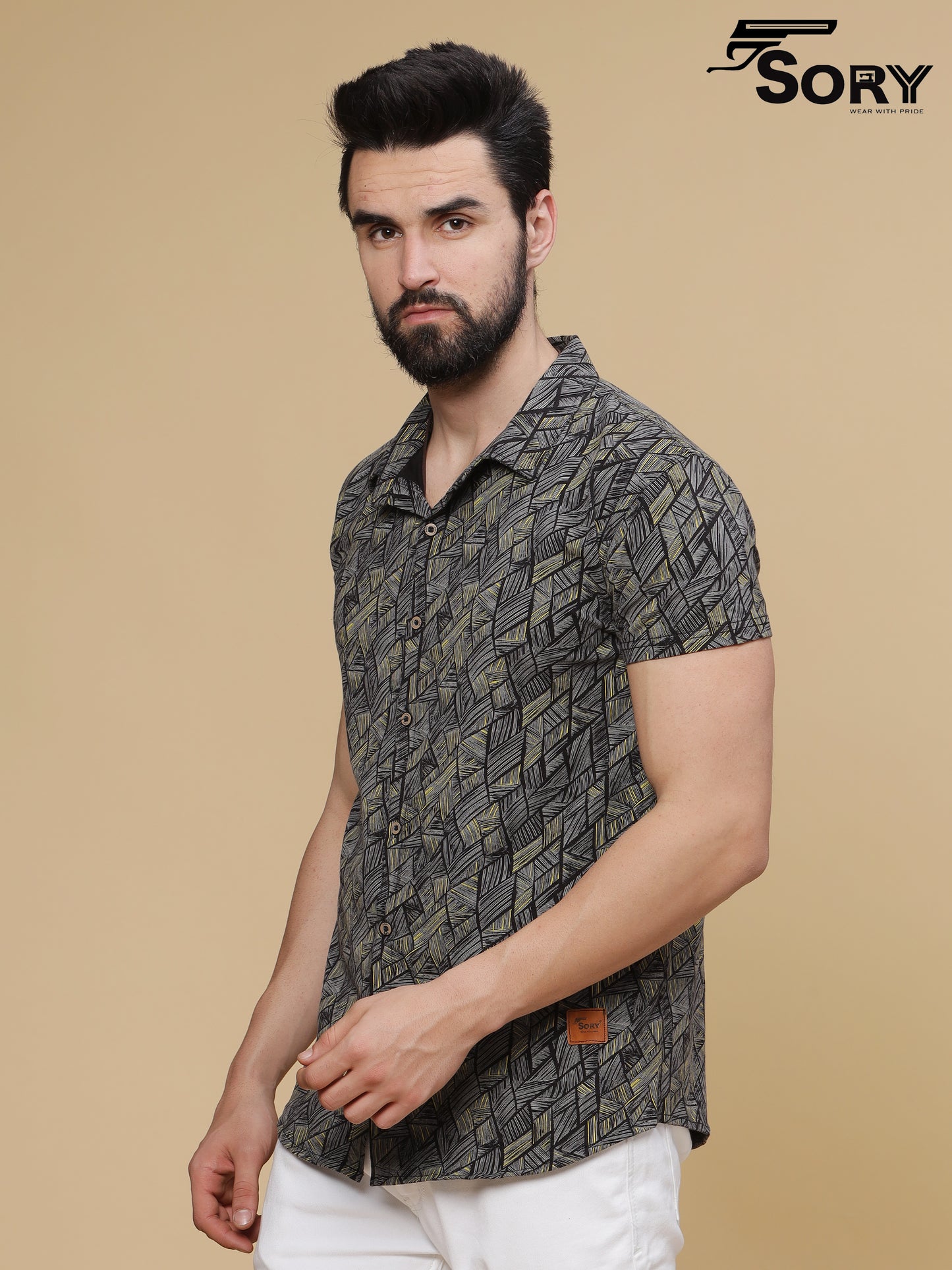 BLACK MIXED PRINT  SHIRTS