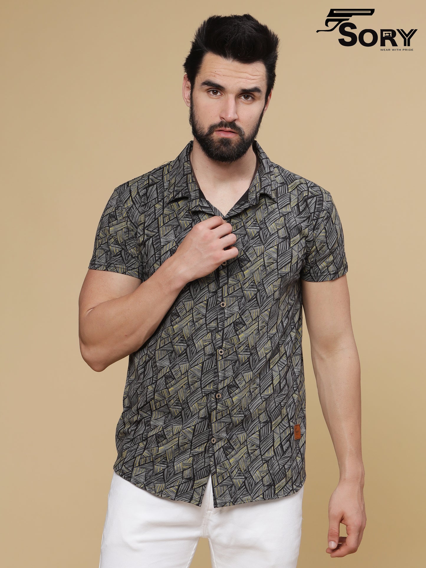BLACK MIXED PRINT  SHIRTS