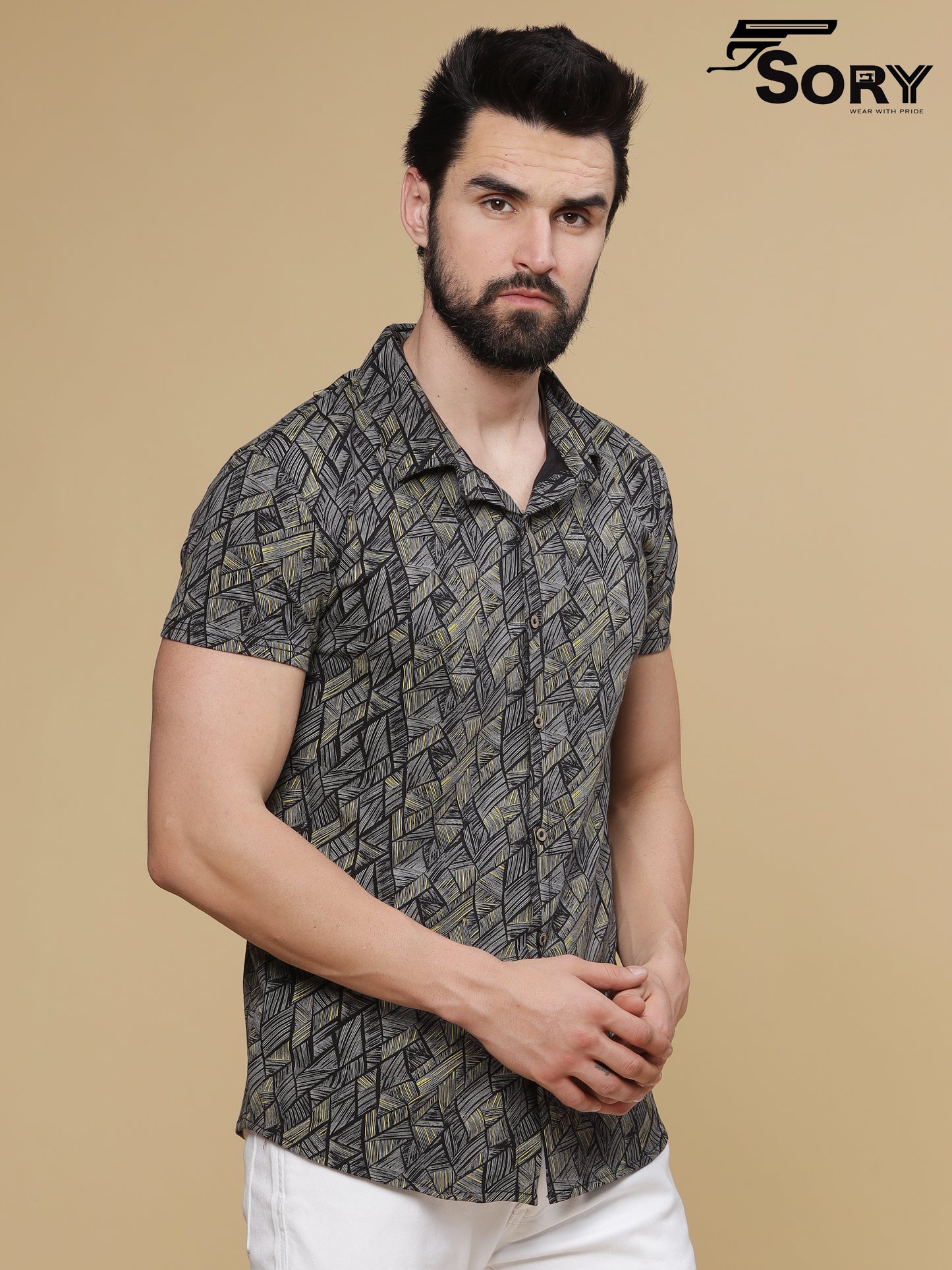 BLACK MIXED PRINT  SHIRTS