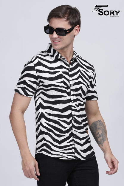 ANIMAL PRINT CRUSHED HALF SHIRT