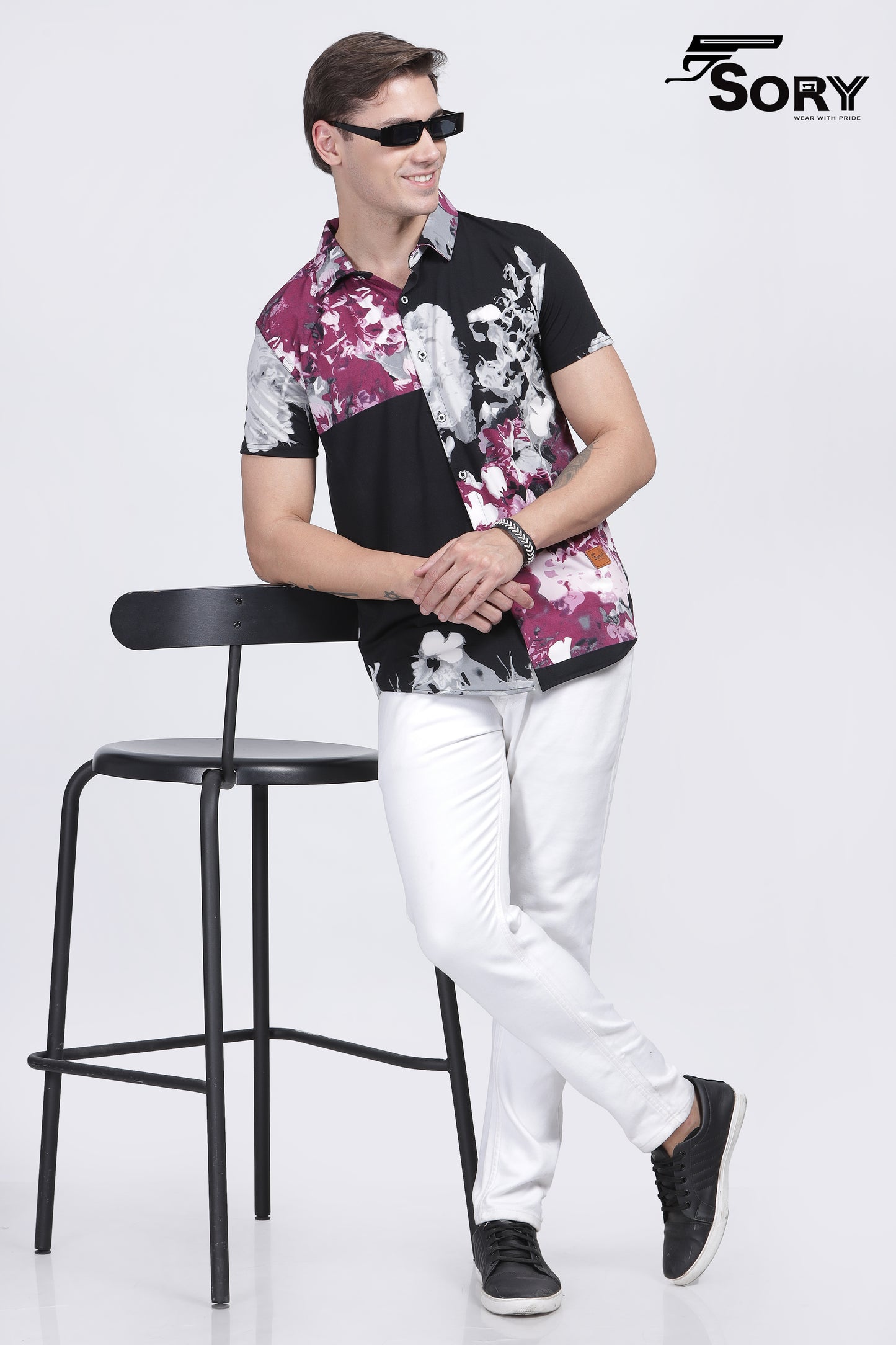 HALF BLACK PRINTED SHIRT