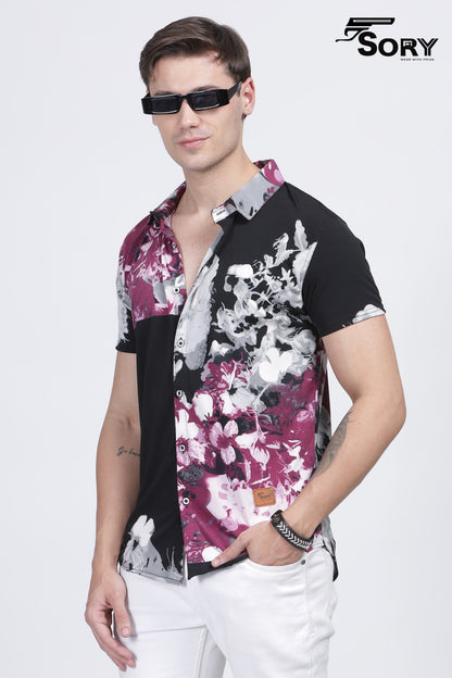 HALF BLACK PRINTED SHIRT