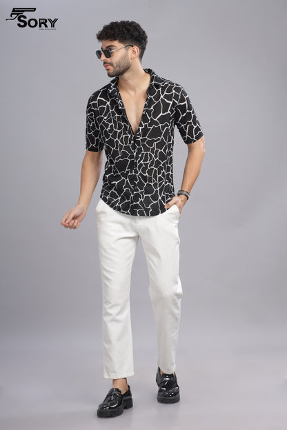 black and white print body cooling shirt sory