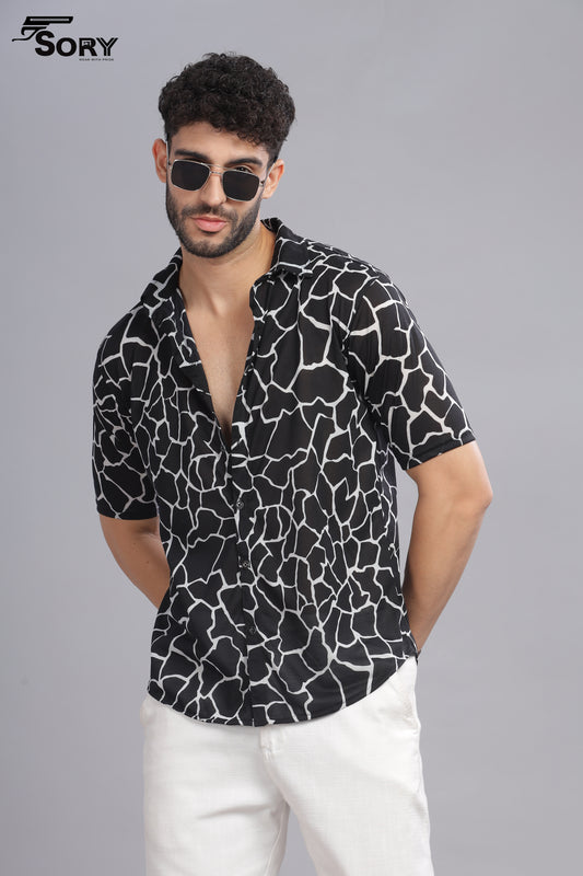 black and white print body cooling shirt sory