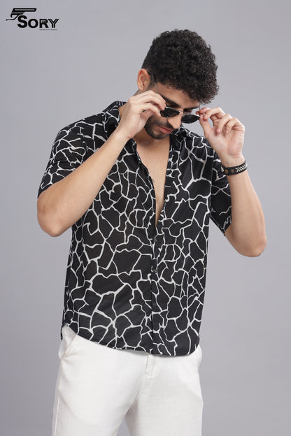 black and white print body cooling shirt sory