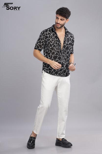 black and white print body cooling shirt sory