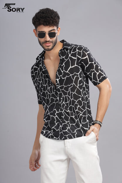 black and white print body cooling shirt sory