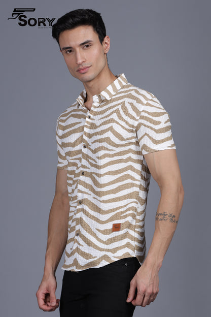 CRUHED FABRIC HALF SHIRT