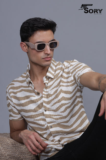 CRUHED FABRIC HALF SHIRT