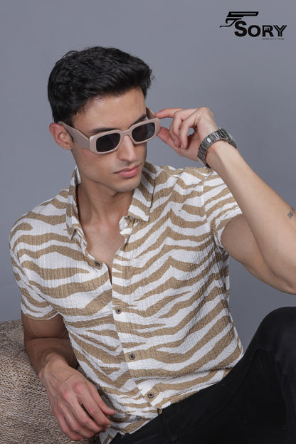 CRUHED FABRIC HALF SHIRT