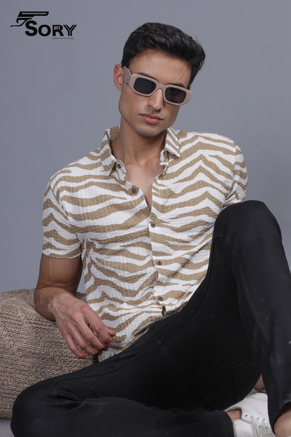 CRUHED FABRIC HALF SHIRT