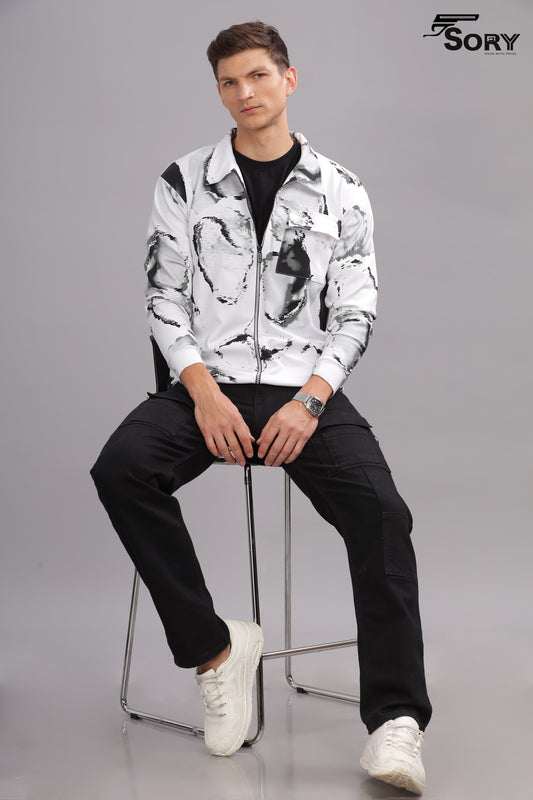 white print jacket