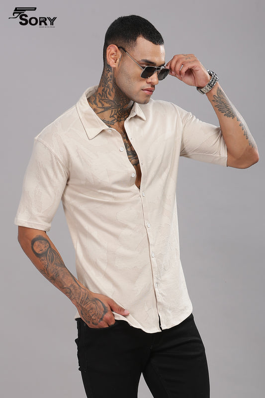 Burn out print cream body cooling shirt