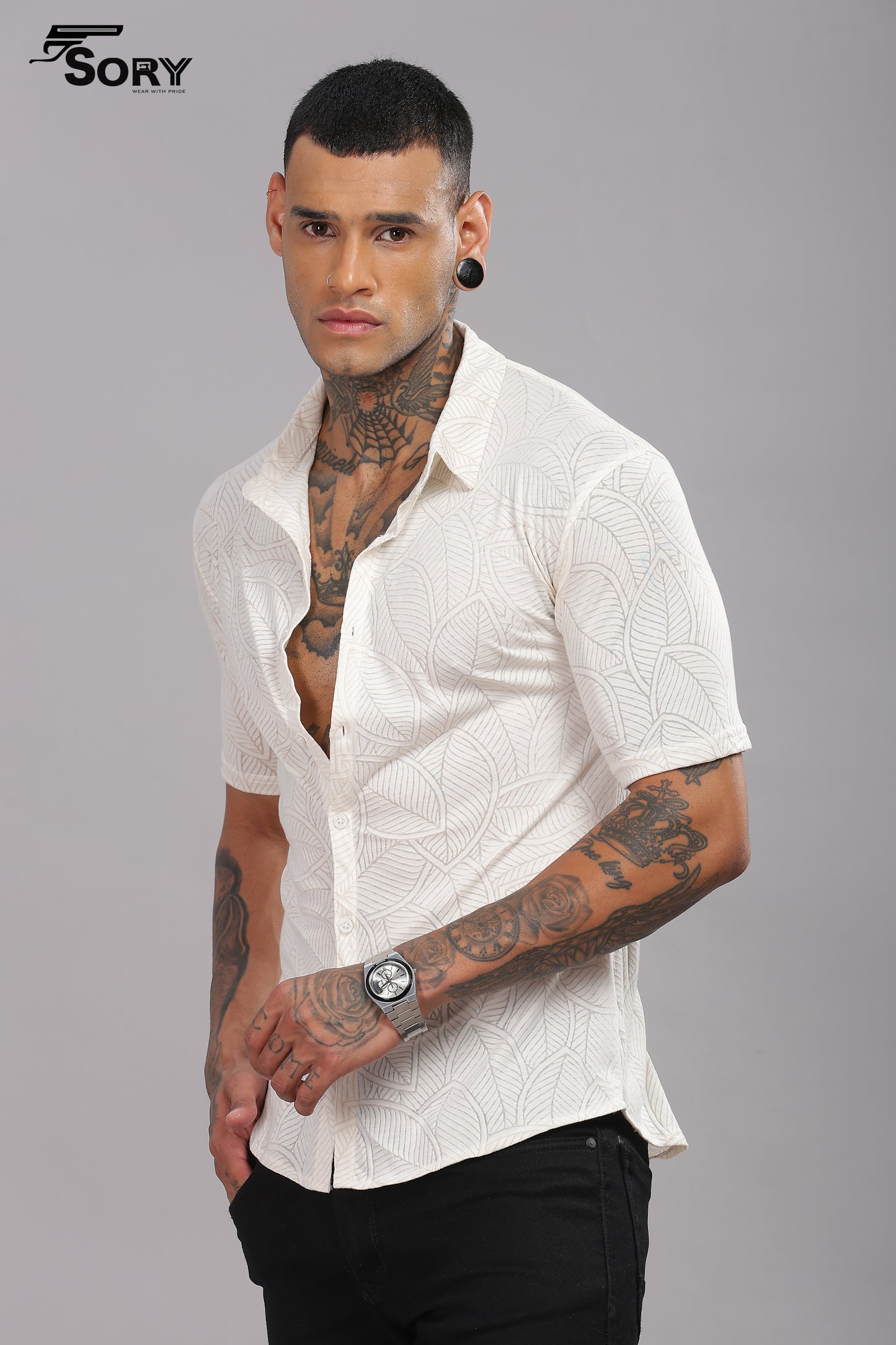 OFF WHITE transparent half BODY COOLING SHIRT