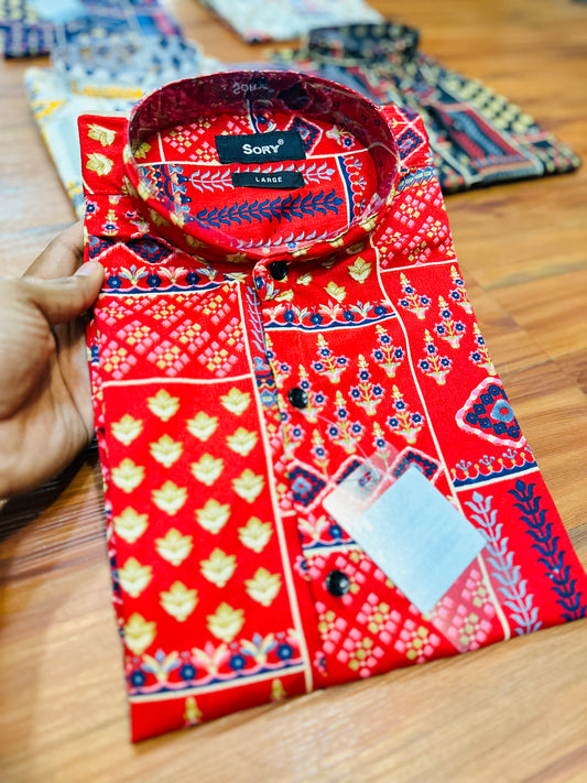FULL SHIRT WITH CHINES COLLAR SLIM FIT